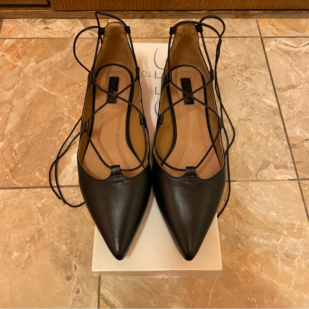 TOPSHOP Leather Tie Pumps